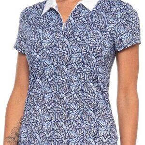 TOMMY BAHAMA Women's Blue/White Golf Polo S, 1/4 Zip
